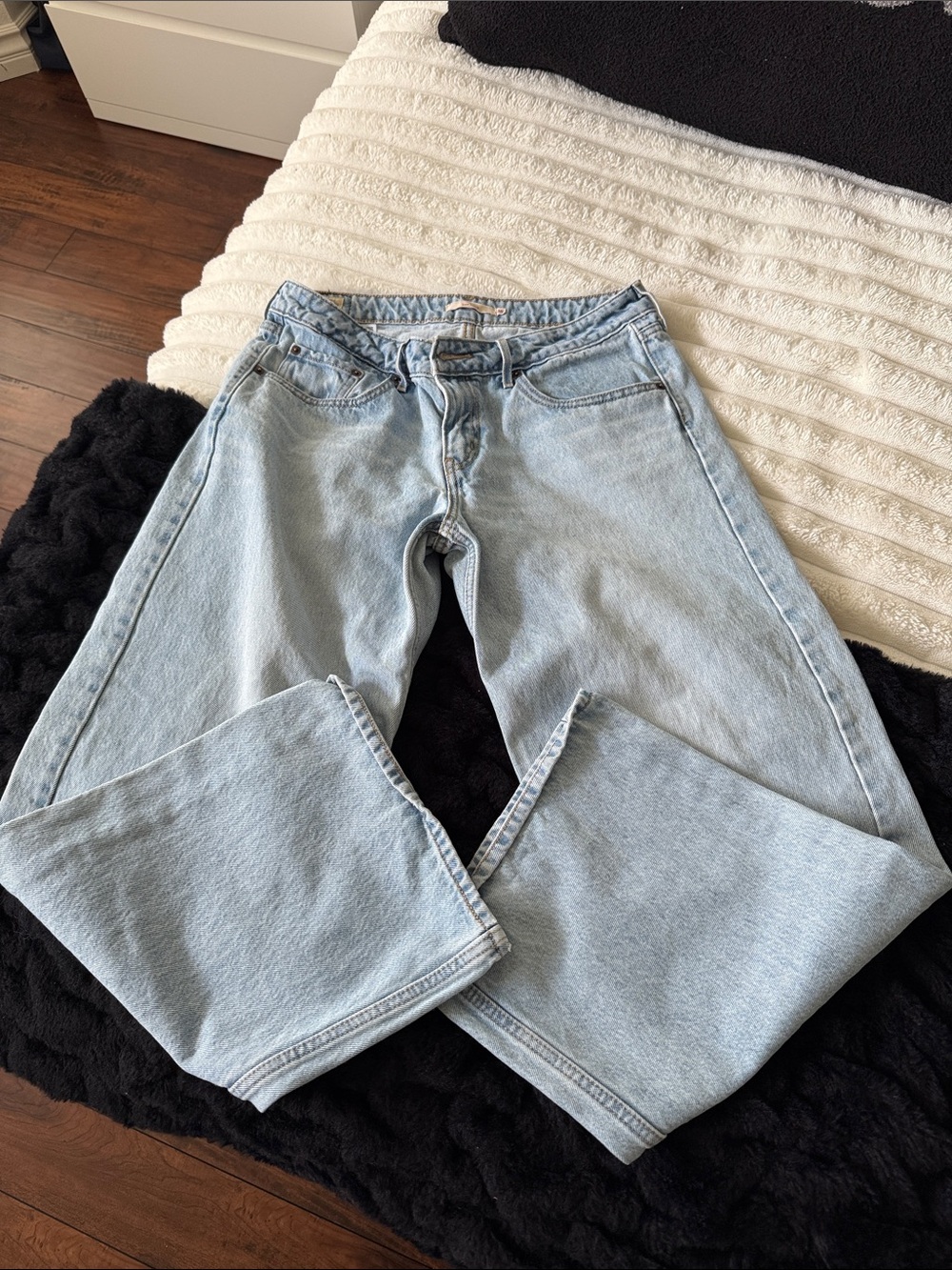 Light Blue Straight Leg Women's Jeans - Mid Rise